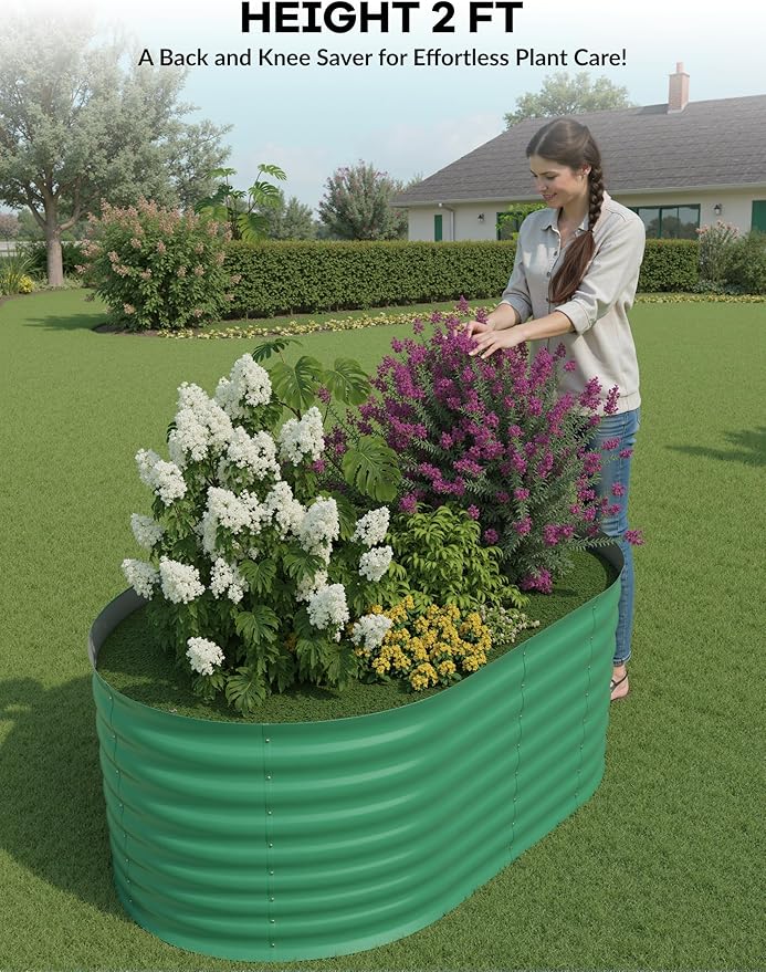 2 Pack Raised Garden Beds Outdoor 4x2x2 Ft Galvanized Steel Planter Box for Vegetables Flowers &amp Herbs Rust-Resistant Open-Bottom Raised Garden Box Easy Assembly Planters for Outdoor Plants G