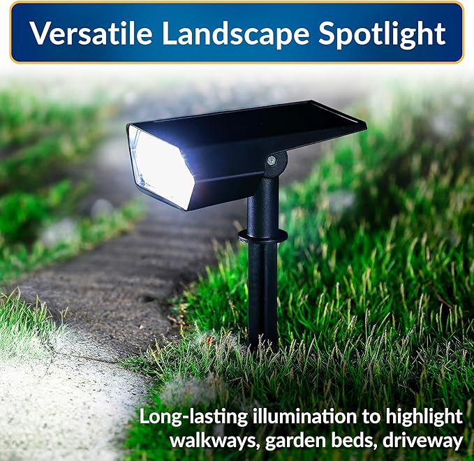 Alpine Corporation 11 Tall Outdoor Solar Pathway Spotlight Stake with Bright White LED Light Black