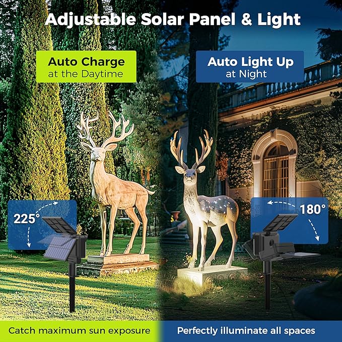 Solar Spot Lights Outdoor Waterproof for Flag Tree House Garden Yard Landscape Spotlights for Accent Uplighting Decorations-4 Pack Natural Light