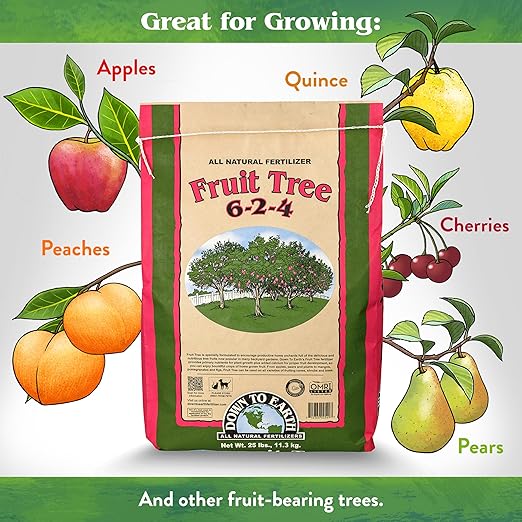 Down To Earth All Natural Fertilizers Organic Fruit Tree - Plant Food for Apples Pears Plums and Tropical Fruit Trees 6-2-4 40 lb
