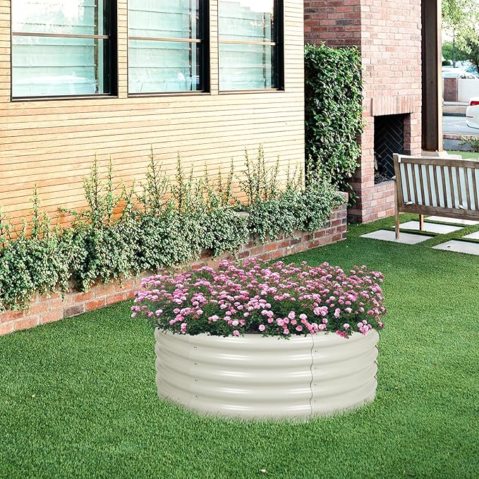 BPS Metal Raised Garden Bed 3.5FT Diameter Galvanized Planter Raised Garden Boxes for Flower Planters Vegetables Herb