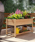 GarveeHome Raised Garden Bed with Legs 48x24x30 in Mobile Elevated Wooden Raised Planter Box with Wheels Storage Shelf Outdoor Standing Growing Bed for Vegetables Flower Herbs