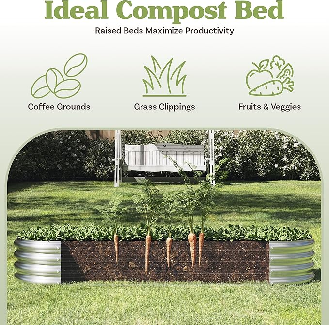 Galvanized Raised Garden Bed - 82x35x11in Planter Box with Open Bottom and Anti-Rust Coating - Easy-to-Assemble Elevated Flower Bed by Pure Garden