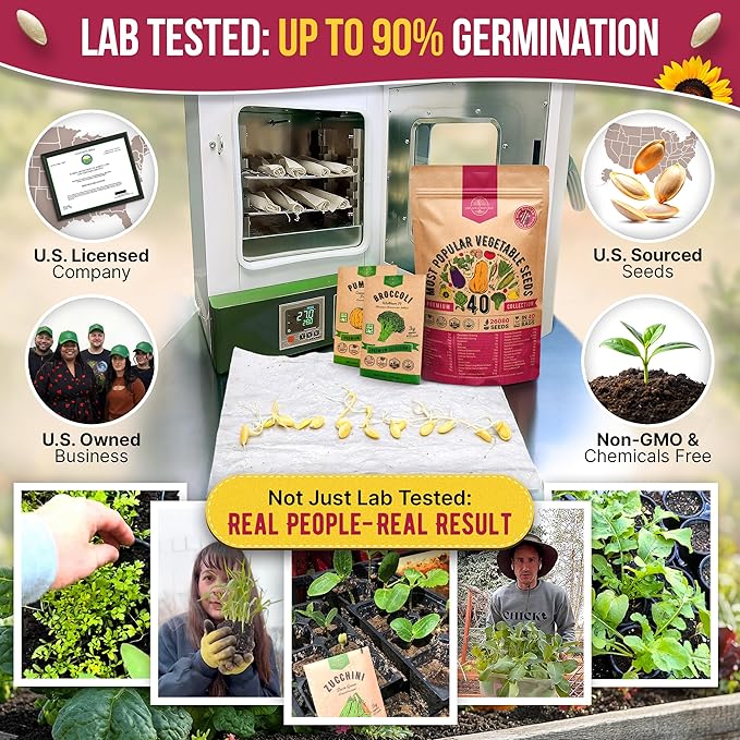 Organo Republic 40 Vegetable Seeds Variety Pack - 26000 Non GMO Heirloom Seeds for Planting Vegetables &amp Fruits in Bulk Individual Seed Packets Home Garden Seeds for Hydroponic Indoor &amp Outd