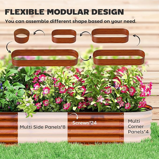 Metal PlanterMetal Planter Box with Safety EdgingGalvanized Raised Garden Bed Kit