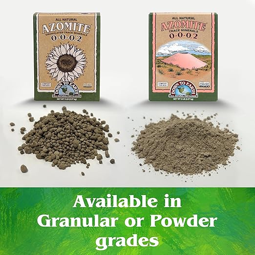 Down To Earth All Natural Fertilizers Organic Azomite Granulated Trace Minerals - Essential Minerals for Improving Plant Growth 0-0-0.2 5lb (2 Pack)
