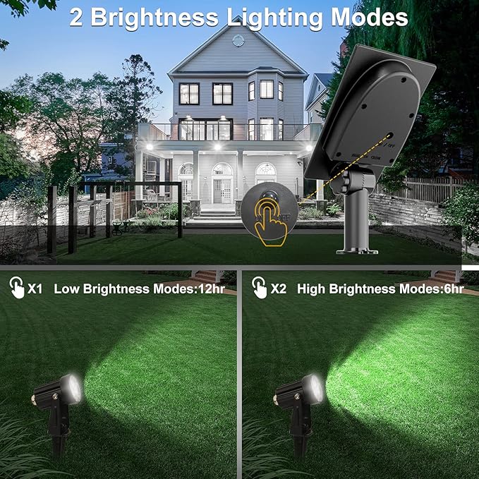 Solar Spot Lights Outdoor 3-in-1 Garden Spotlights IP65 Waterproof 9.8ft Cable 5W 4000mAh Separated Solar Panel Auto On/Off for Tree Patio Yard Driveway Pathway Pool(Cold White 6000K)