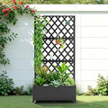 Metal Raised Garden Bed with Trellis and Wheels 2 in 1 Trellis with Planter Box &amp Privacy Screen for Climbing Plants Outdoor Standing Flower Beds with Drainage Holes 35.4L x 15.7W x 70.9H B