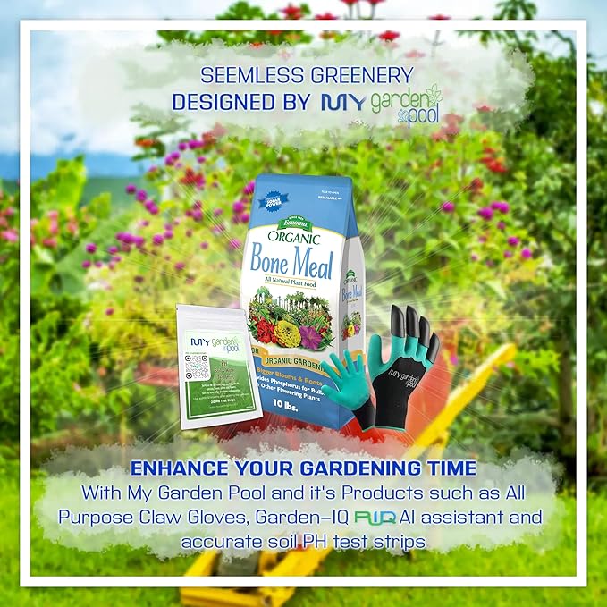 Espoma BM10 Bone Meal 8 lb. - Boost Your Plant Growth with My Garden Pool PH Soil Test Strips 20 ct and My Garden Pool Gardening Claw Gloves and Garden-IQ Smart Gardening AI Assistant!