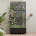 Casaphoria Metal Raised Garden Bed with Trellis and Wheels 72x35x16 Planter Box for Climbing Plants Vegetables &amp Vines Features Drainage Holes and Privacy Screen (Black-Net)