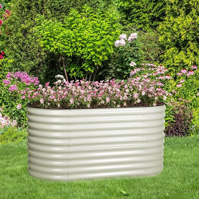 BPS 2-in-1 Metal Raised Garden Bed 5.3x2.7 FT Galvanized Planter Raised Beds for Vegetables Flowers 31'' Extra Tall