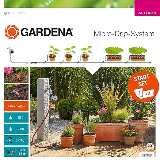 Gardena Starter Set Flower Pots M Automatic: The Micro-Drip System Starter Set for Seven pots and Three troughs (13002-20)