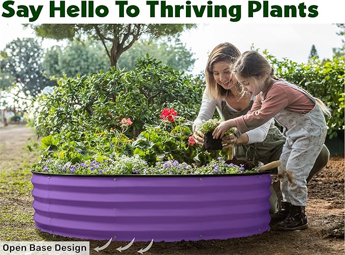 Plant &amp Plot Galvanized Raised Garden Beds Outdoor // Planter Raised Beds for Gardening Vegetables Flowers // Large Metal Garden Box (Purple) // Patent Pending Tool-Free Assembly