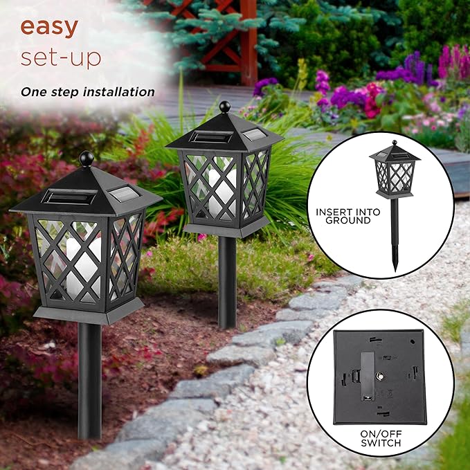 Alpine Corporation 16 Tall Outdoor Solar Powered Pathway LED Light Stakes (Set of 4)