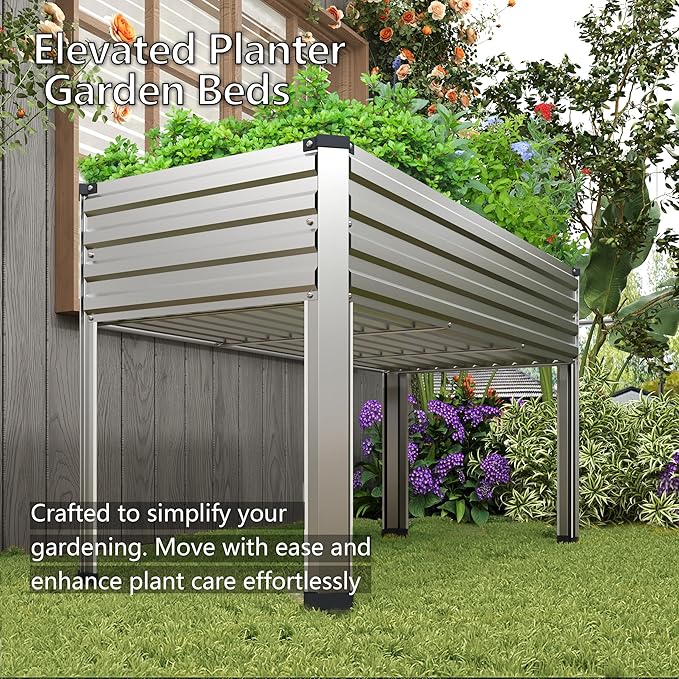 Galvanized Raised Garden Bed with Legs48×24×30in Elevated Planter Box for BackyardOutdoor Garden Patio Balcony 350lb CapacitySilver
