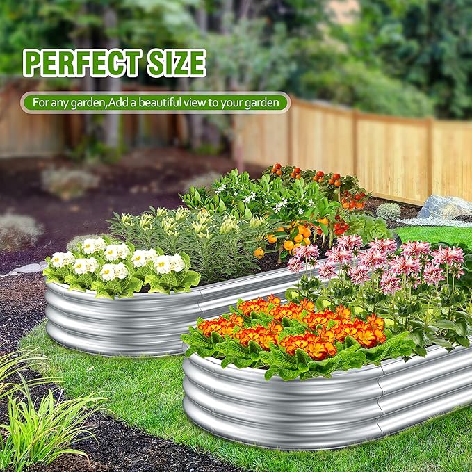 Galvanized Steel Raised Garden Bed Extra Large Outdoor Planter Box for Vegetables &amp Herbs Rust-Resistant and Easy to Clean DIY Garden Box (2 9 x 3 x 1 FT)