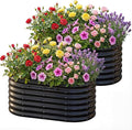 AHEONLAR 2 Pack 4×2×2ft Galvanized Raised Garden Beds Outdoor Oval Sturdy and Durable Planter Boxes for Vegetables Fruits Flowers and Plants Easy Assembly Black
