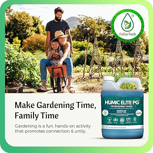 Humic Acid Organic Lawn Fertilizer - Fulvic Humic Mineral Blend for Trees Shrubs Ornamentals Vegetables &amp Crops - Enhancer &amp Garden Soil Conditioner by FoliarTech 1.1 Gallons