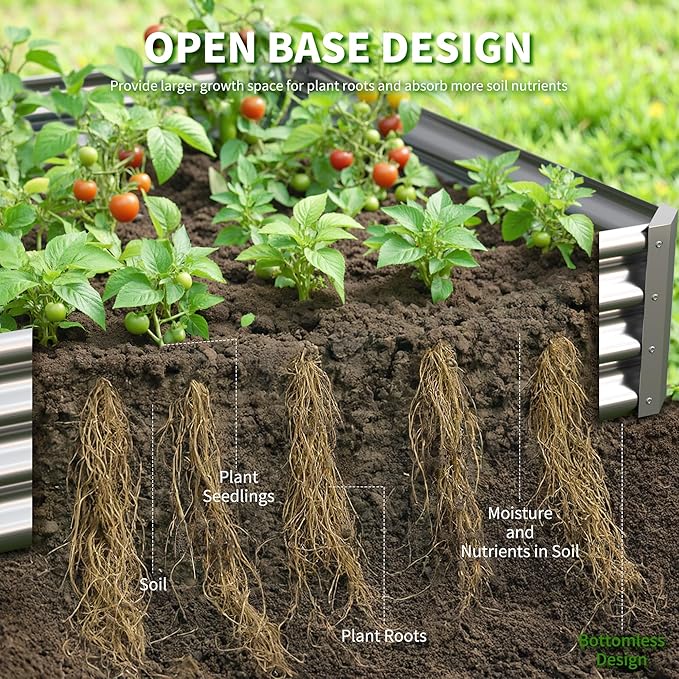 Galvanized Raised Garden BedOutdoor Planter Box Metal Patio Kit Planting Bed for Vegetables Flowers Herb (Galvanized 4x2x1ft-2p)