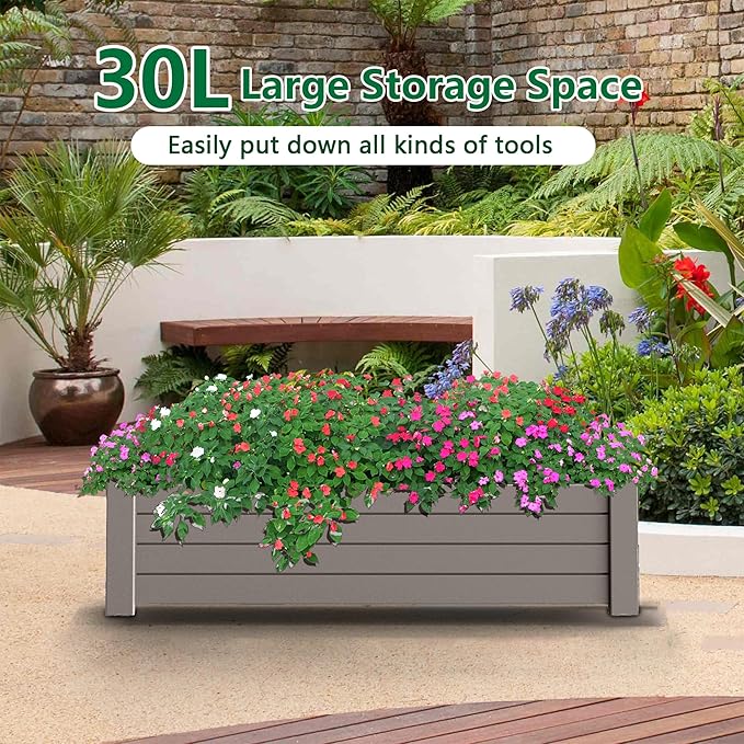 EasyUp Horticulture Garden Bed Divisible Resin Planter Box for Backyard Patio Balcony with 4 Legs(Gray43.31 * 17.72 * 12.6)
