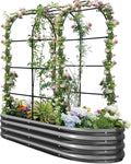 KING BIRD Raised Garden Bed with Arched Trellis Galvanized Planter Garden Box Outdoor for Gardening Climbing Vegetables Flowers 5.9x2.95x0.98 Ft Dark Grey