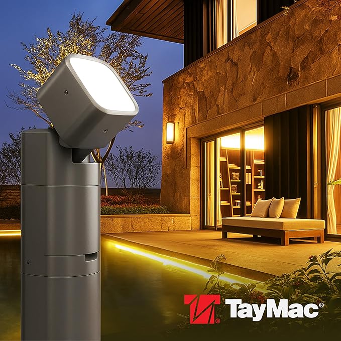 TayMac Gray Spotlight Slide Cover PPSLG for ParkPost Outdoor Power Enclosure (Required) 2000-Lumen 2700K Polycarbonate Post Cap Light for Garden Decor Seamless Spot Lighting Accessory