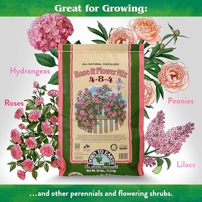 Down To Earth Organic Rose &amp Flower Fertilizer Mix 4-8-4 50 lb