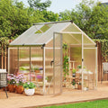 6X6 FT Greenhouse for Outdoors Large Walk-in Polycarbonate Greenhouse Kit Aluminum Frame Lockable Door Roof Vent Ground Spikes for Garden Patio Backyard Outdoor Plant Growth