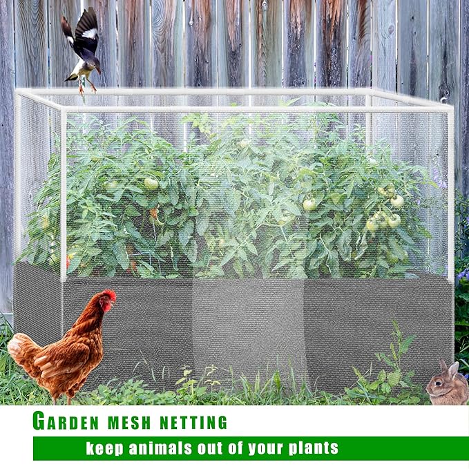 UNIFAMILY Fabric Raised Garden Bed Kit Breathable Raised Garden Bed with Cover Garden Beds Outdoor with Plant Protection Mesh Netting for Vegetable Flower Herbs and Strawberry