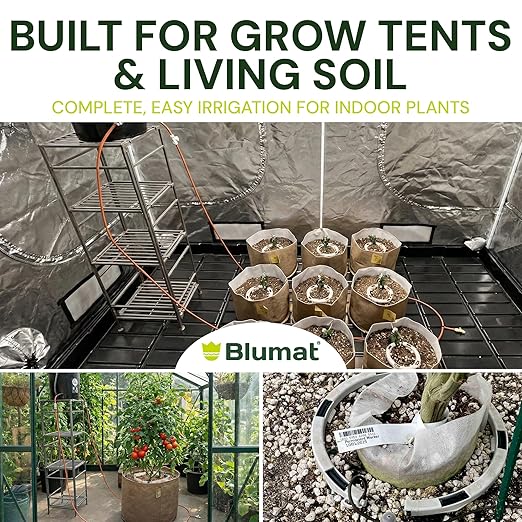 Grow Tent Drip Irrigation System - Blumat Watering Kit for 6 Small Pots (2-7 Gallon) - Automatic Grow Tent Watering System with Efficient Preset Blumat Sensors (Bucket not Included)