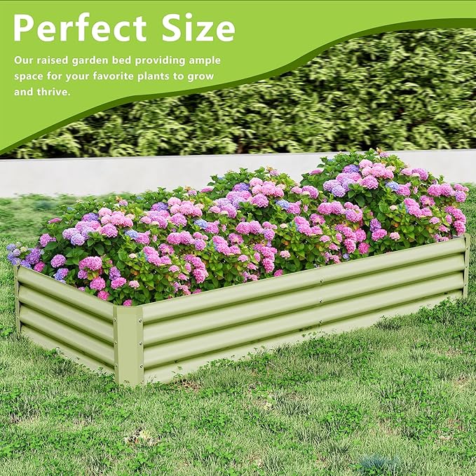 2PCS 6x3x1FT Galvanized Raised Garden Bed Galvanized Planter Raised Garden Boxes Outdoor Large Metal Raised Garden Beds for Vegetables-Green