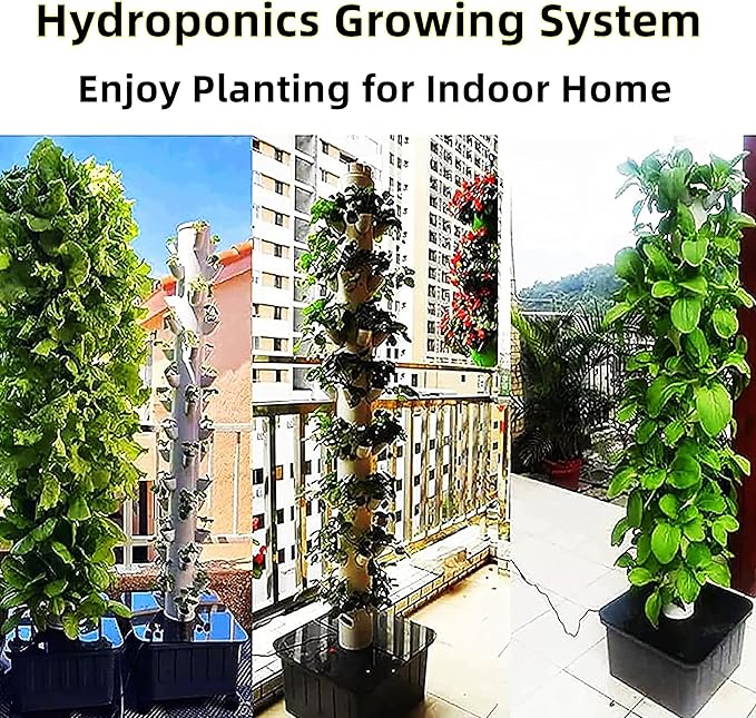 Vertical Planting Box Smart Vertical Garden Planter 45-Holes Plant Tower with Timer and Water Pump for Indoor Vegetables &amp Fruits
