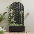 Casaphoria Metal Raised Garden Bed with Trellis and Wheels 72x35x16 Arched Planter Box for Climbing Plants Vegetables &amp Vines Features Drainage Holes and Privacy Screen (Black-Square)