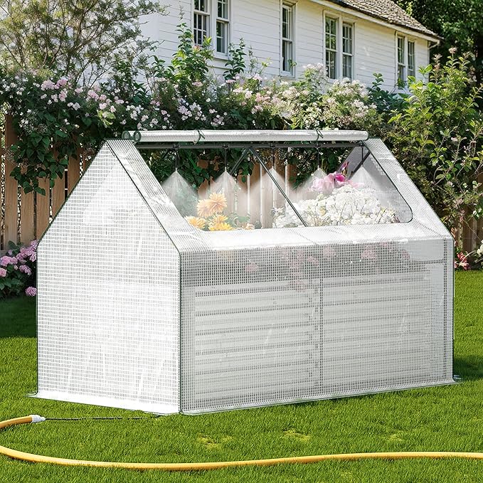 Raised Garden Bed with Self-Watering System 6x3x2 ft Elevated Planter Boxes Outdoor with PE Cover Galvanized Raised Beds for GardeningVegetablesFlowers Backyard Patio
