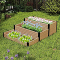 Elevated Wooden Raised Garden Planter - 3-Tier Outdoor Flower &amp Vegetable Box for Patio Backyard or Garden - Durable Weather-Resistant Design - 47.2 x 21.7 x 18.1 (Maple)