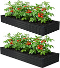 12x4x1ft(2 Pack) Galvanized Raised Garden BedOutdoor Planter Box Metal Patio Kit Planting Bed for Vegetables Flowers HerbBlack