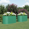 IDEALHOUSE 2 Pcs Galvanized Raised Garden Bed Outdoor 4x2x2Ft Oval Planter Garden BoxesLarge Metal Vegetable Plant Container Kit for Gardening VegetablesFruitsFlowers(Green)