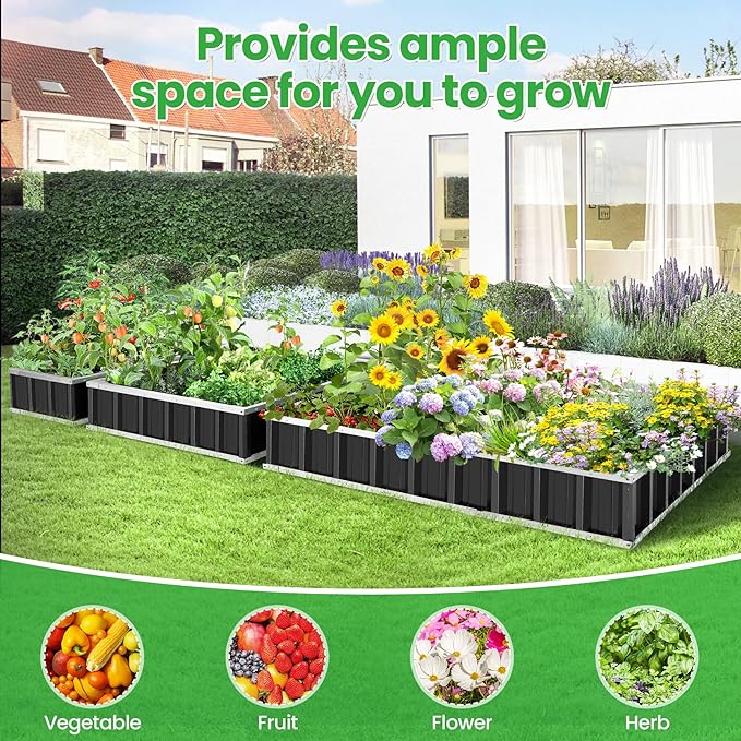 Homdox 3 Tiers Raised Garden Bed 3 Installation Methods for DIY Large Metal Planter Box with Gloves and Reinforced Frame for Deep-Rooted Plants Vegetables Flowers 52x 36x 24Garden Boxes Outdoor