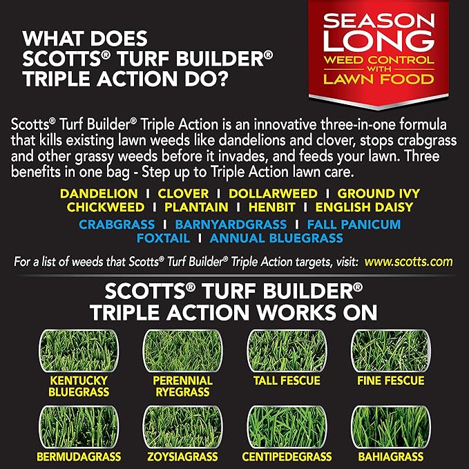 Scotts Turf Builder Triple Action Weed Killer and Preventer Plus Lawn Fertilizer 4000 sq. ft. 20 lbs.