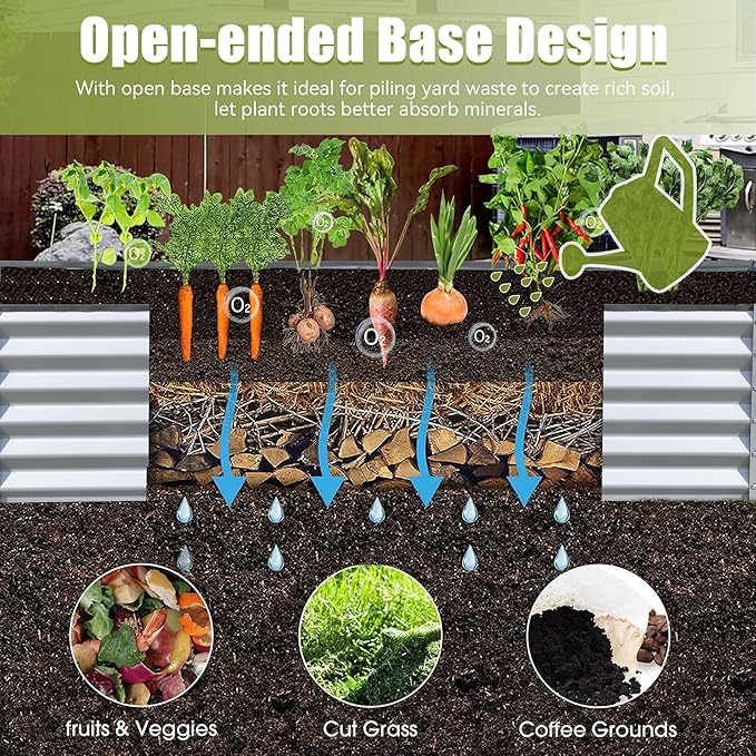 6x3x1.5ft Galvanized Raised Garden Bed Outdoor Planter Garden Boxes Large Metal Planter Box for Gardening Vegetables Fruits Flowers Silver