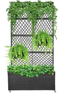GENMOUS 72in/5.9ft Metal Raised Garden Bed with Trellis Planter Box Trellis with Wheels for Vine Climbing Plants Trellis with Drainage Holes for Flowers Vegetables in Garden Patio Balcony （Black）