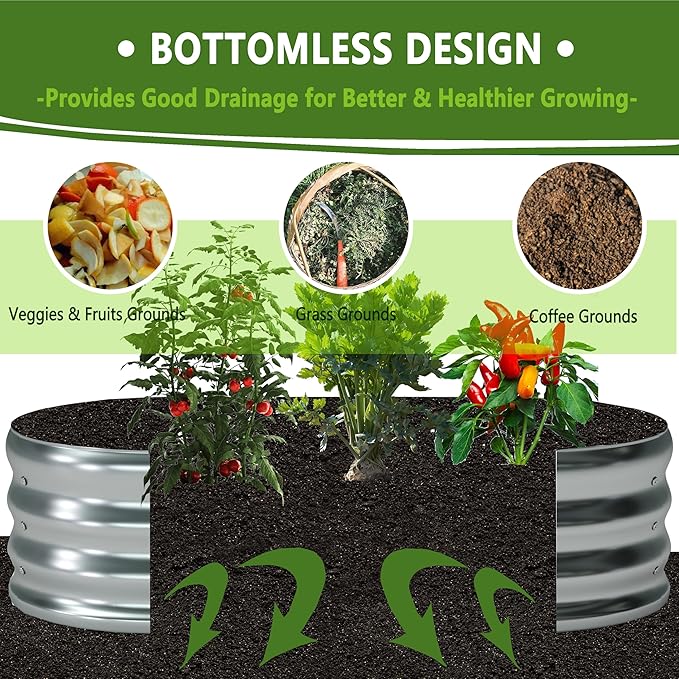 4x2x1ft(2 Pack) Galvanized Oval Raised Garden BedOutdoor Planter Box Metal Patio Kit Planting Bed for Vegetables Flowers HerbSilver