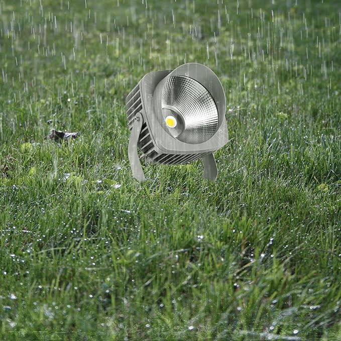 Kiven IP65 Waterproof LED Landscape Uplight Grey Decorative Spotlight Lamp with Plug-in Cord and Timer for Indoor Outdoor Plants Yard Advertising Board (10W Cool White)