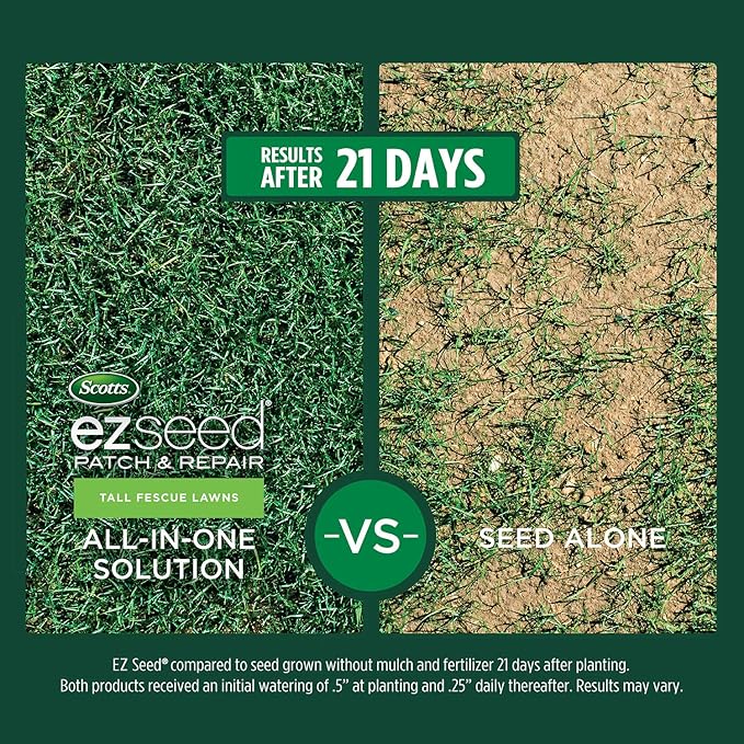 Scotts Turf Builder THICK'R LAWN and EZ Seed Patch &amp Repair for Tall Fescue Grass Seed Fertilizer and Soil Improver Bundle