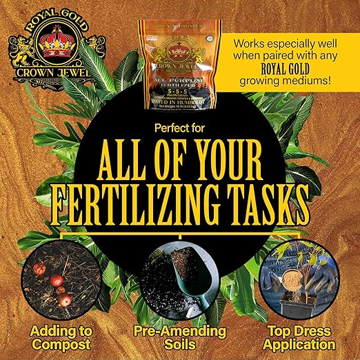 Royal Gold Crown Jewels Organic All Purpose 5-5-5 Dry Soluble Fertilizer 5 lbs - Excellent for Pre-Amending Soils Top-Dress Applications in Composts and Nutrient Teas