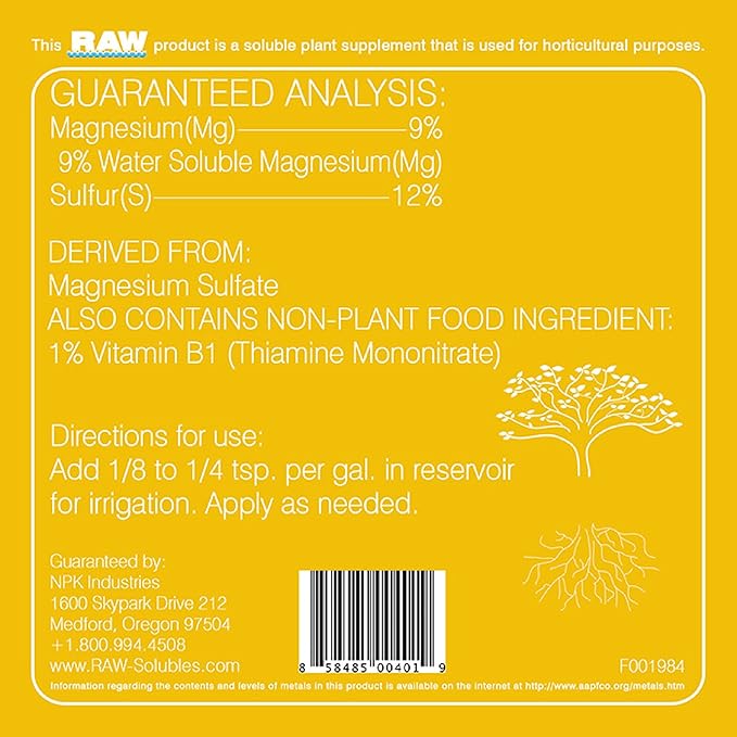 RAW B Vitamin 8oz - Essential Plant Growth Booster with B Complex and Magneseum Sulfate - Promotes Healthy Development Increased Yield and Enhanced Nutrient Absorption