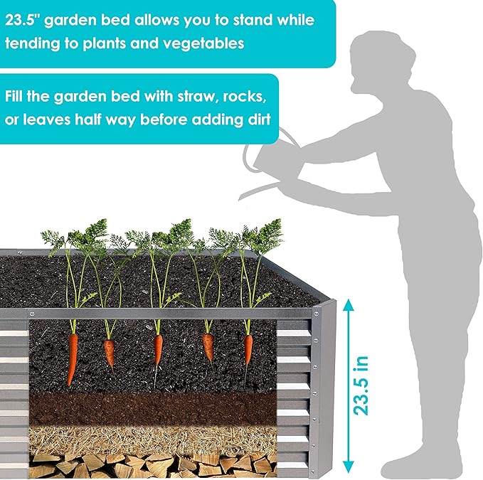 Sunnydaze 71-Inch Rectangular Raised Garden Bed - Galvalume Steel Vegetable Flower Bed Planter Kit - Silver
