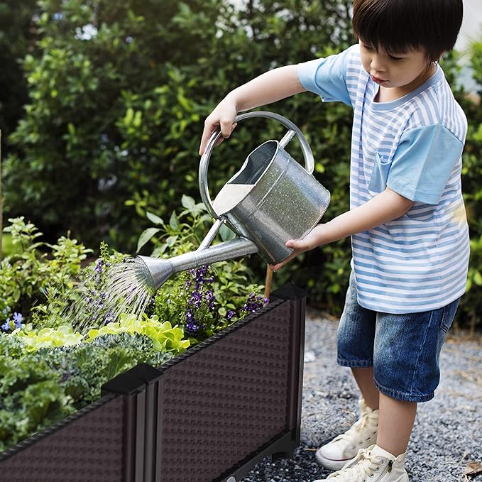 D'vine Dev Planter Raised Beds - Elevated Garden Box with Drainage Plug Raised Garden Beds for Vegetable/Flower/Herb Outdoor Standing Beds Gardening Kit RGB-6