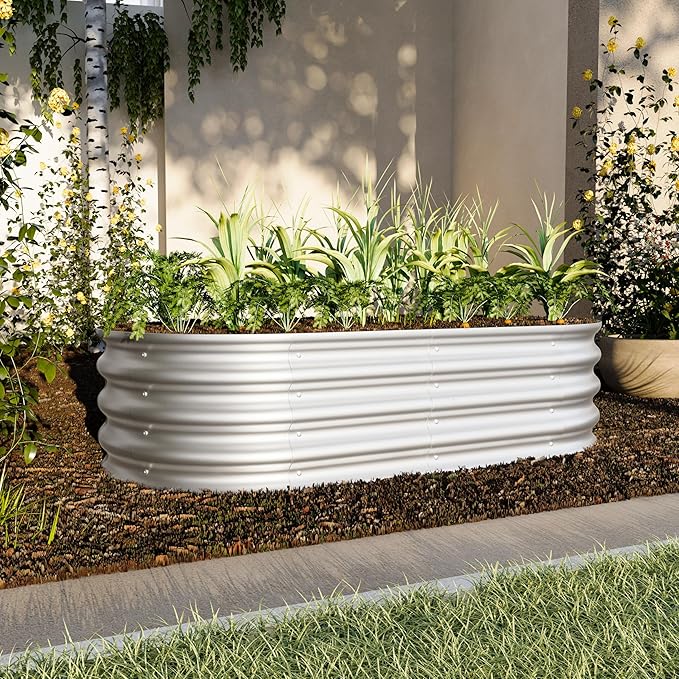 4x2x1ft Raised Garden Bed Kit Galvanized Planter Raised Garden Beds for Outdoor for VegetablesFlowers Herbs Heavy Duty Rust Resistant Easy Assembly