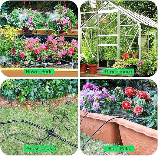 Quick-Connect Automatic Drip Irrigation System Kit – 230FT Garden Watering Kit with Adjustable Nozzles &amp Sprinklers for Greenhouse Lawn and Potted Plants Watering System